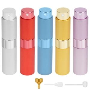 Adorila 5 Pack Atomizer Perfume Spray Bottle for Travel, 8 ml Portable Refillable Perfume Bottles, Empty Pocket Perfume for Women & Men